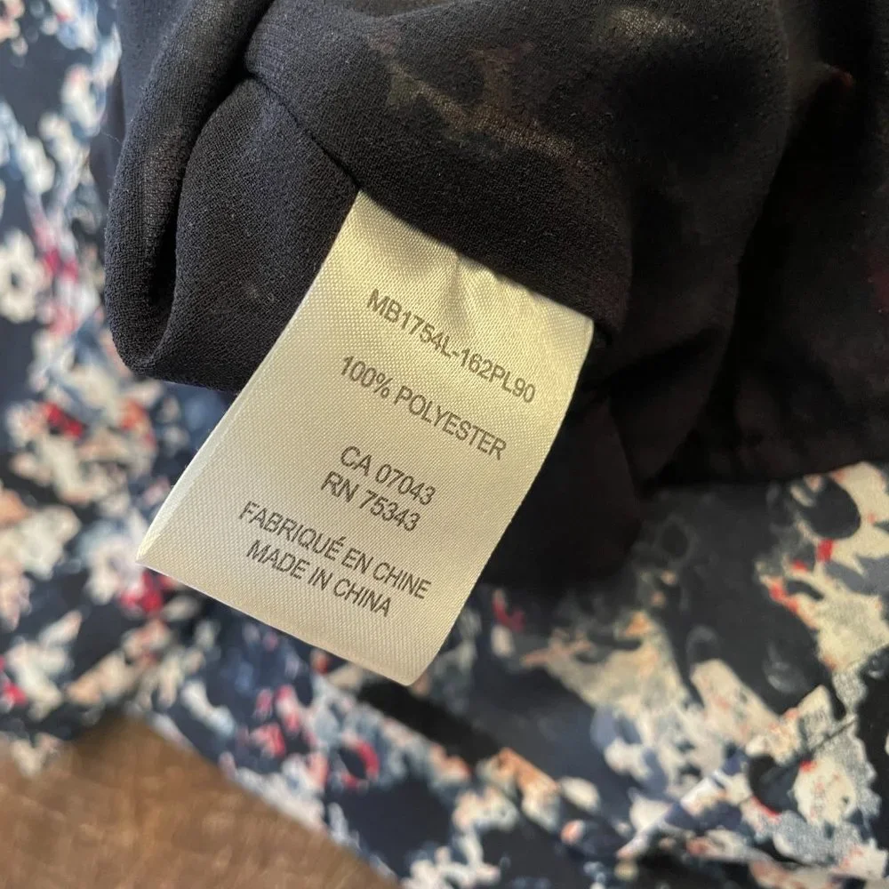 Willi Smith Navy Floral Print Small Tank Top - Picture 5 of 5